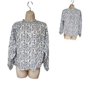 Ann Taylor LOFT Blouse Women’s Size XS Multicolor Floral Ruffle Tie Neck